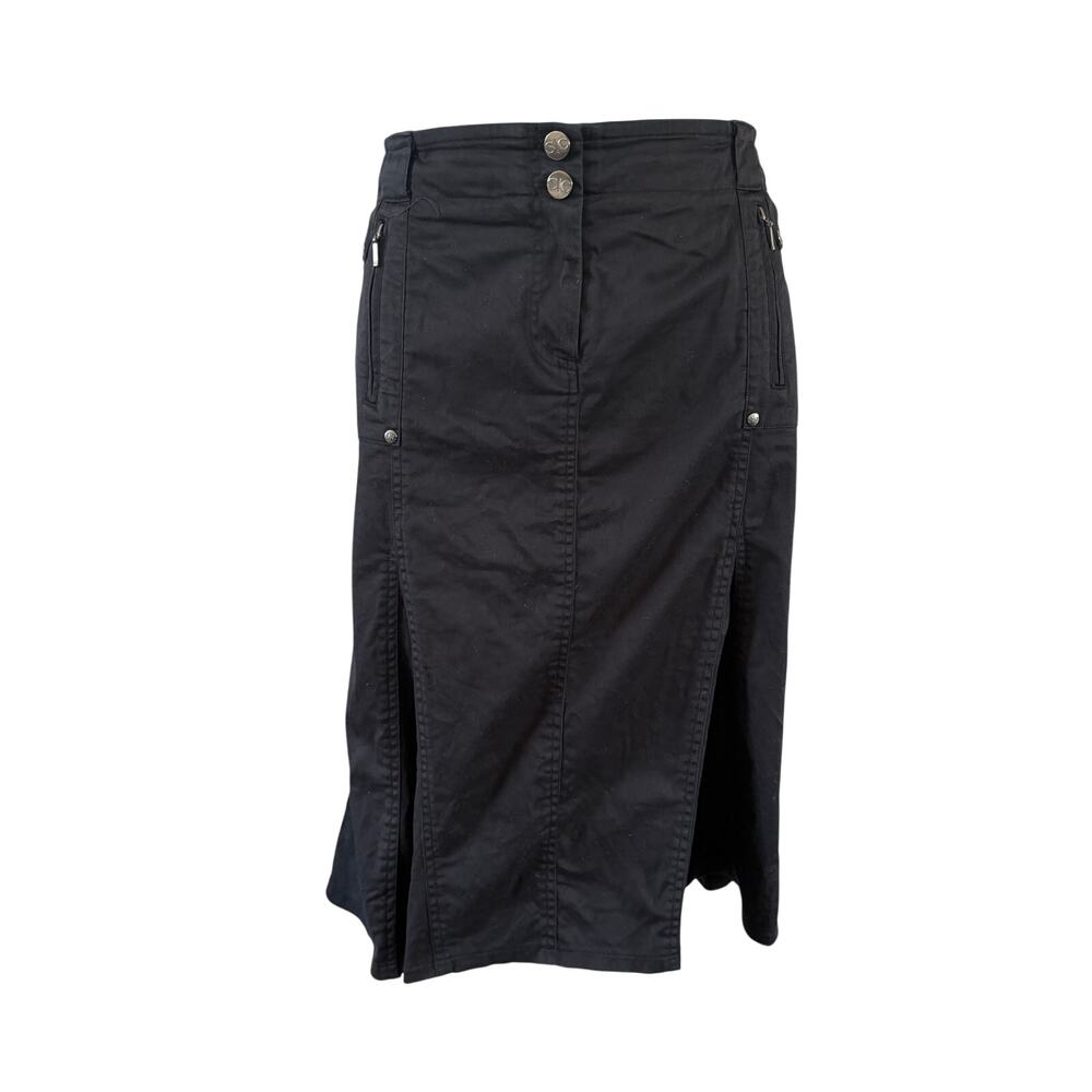 Y2K 2000s Black Denim Ruffle Maxi Skirt Plus Size 16 Whimsygoth Fairy Grunge Emo